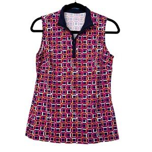 J. McLaughlin Patterned Quarter Zip Blouse‎ Pink & White